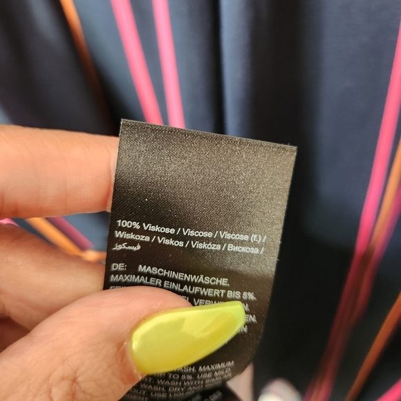 Ulla Popken Button Up Long Sleeve Blouse Tunic Long Shirt Navy Pink Stripe 28 30 - Picture 7 of 8